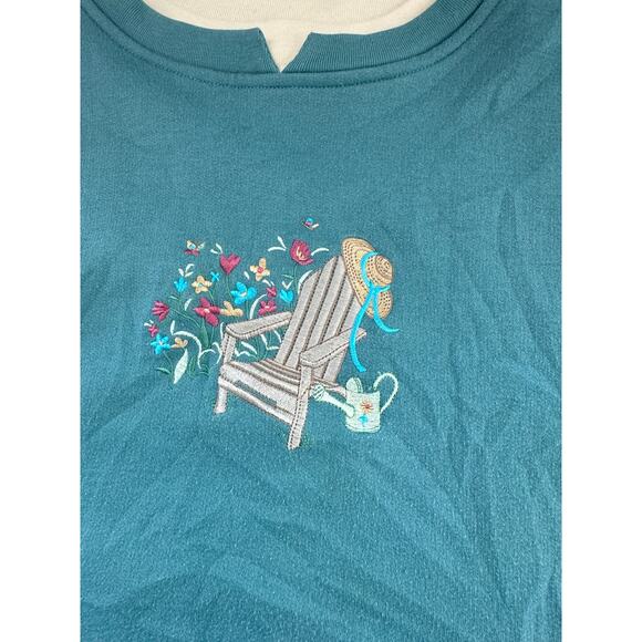 Vintsge 1990s Shenanigans Embroidered Pullover XL Beach Grandma Cottage - Picture 5 of 9